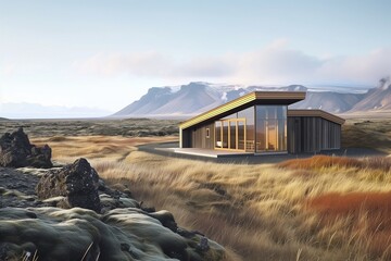 Icelandic geothermal cabins of the future - obrazy, fototapety, plakaty