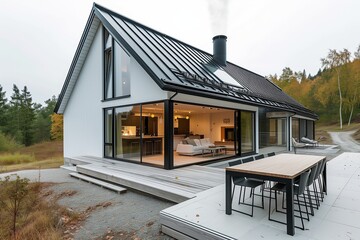 Futuristic minimalism meets Scandinavian coziness in a sleek country home nestled in Sweden.