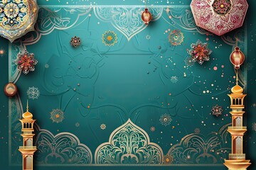 Eid Mubarak or Eid Al Fitr Template Design. Holy Day for Muslim and Islamic People. Illustration