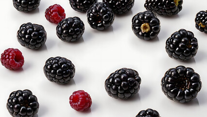 frame ,a circle of blackberries on a white background
