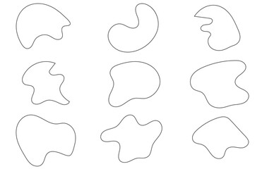 Organic blobs set icon. Random shapes cube drop