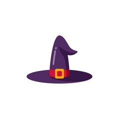 Witch Hat Flat Icon - Halloween Elements Icon Vector Illustration.
