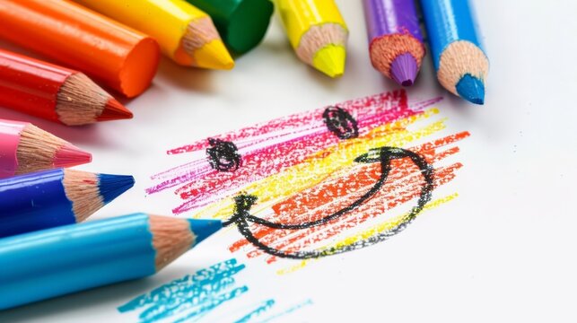 Crayon Drawing of a Child Interacting with Emojis in Real Life Generative AI