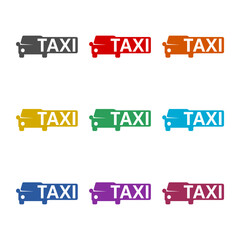 Taxi logo icon isolated on white background. Set icons colorful