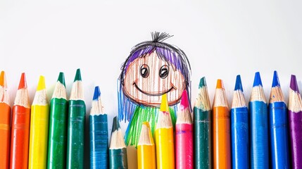 Fototapeta premium Crayon Drawing of a Child's Favorite Leader or Ruler Generative AI