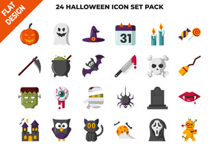 Halloween Element Flat Icon - Halloween Elements Icon Vector Illustration.