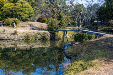 Fototapeta na wymiar 日本の岡山県津山市のとても美しい日本庭園