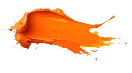 Orange Paint Brush Stroke on Transparent Background, Artistic Design Element - Hand Edited Generative AI