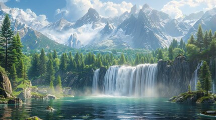 美しい滝の風景,Generative AI AI画像 - 759571303