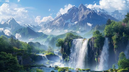 美しい滝の風景,Generative AI AI画像 - 759571363