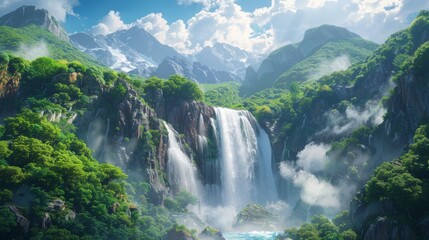 美しい滝の風景,Generative AI AI画像 - 759571398