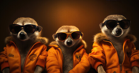 cool meerkats wearing trendy sunglasses