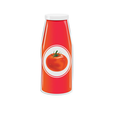 Tomato Sauce in Glass Bottle Cartoon