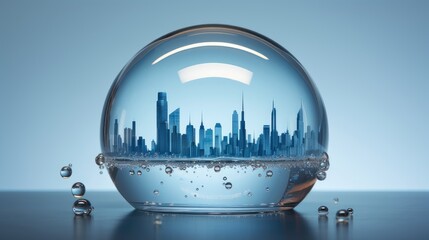 miniature city model in glass globe concept