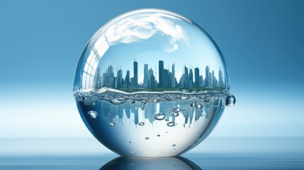 Fototapeta na wymiar futuristic cityscape inside transparent sphere