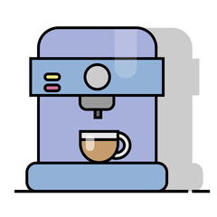Coffee maker machine with coffee cup flat design. suitable for the coffee theme. coffee machine, machine, glass, black, cafe, drink, machine. flat vector illustration.
