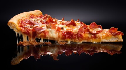 fresh pepperoni pizza slice with melted cheese