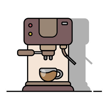 Coffee maker machine with coffee cup flat design. suitable for the coffee theme. coffee machine, machine, glass, black, cafe, drink, machine. flat vector illustration.
