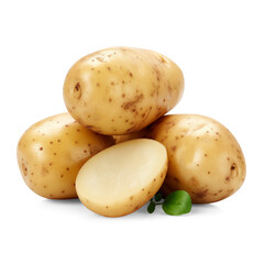 Potatoes slice isolated on white background, healthy and organic food, AI generated, PNG transparent with shadow