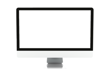 Modern computer mockup with white screen isolated on transparent background