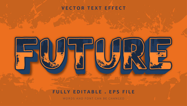3d Grunge Word Future Editable Text Effect Design Template
