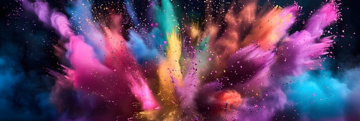  colored powders used in Holi festivals - obrazy, fototapety, plakaty