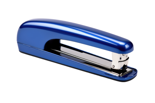 Blue Stapler on White Background. on a White or Clear Surface PNG Transparent Background.