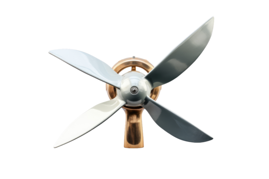 Close Up of a Ceiling Fan on White Background. on a White or Clear Surface PNG Transparent Background.