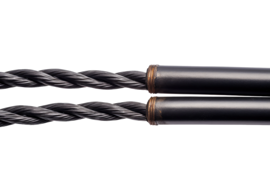 Black and Brown Twisted Wires. on a White or Clear Surface PNG Transparent Background.