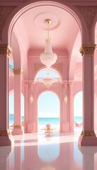 Fototapeta premium Luxury light pink interior 