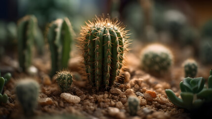 small cactus close up, cactus in the micro world