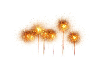 Group of Fireworks Exploding on White Background. on a White or Clear Surface PNG Transparent Background.
