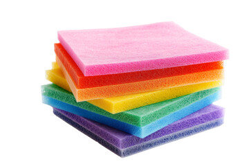 Obraz na płótnie Canvas Stack of kitchen colourful sponge napkins for quick cleaning, isolated on transparent