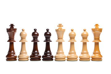 Chess Pieces Set on White Background. on a White or Clear Surface PNG Transparent Background.