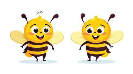 Bee Mascot Characters Cute Illustration.