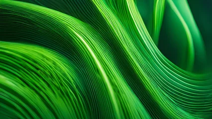 Tuinposter Groen Abstract organic green lines as wallpaper background illustration. Macro landscape wallpaper. Wave line.