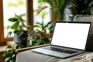 Laptop mockup with a blank transparent screen on the work desk. Ideal for educational school websites