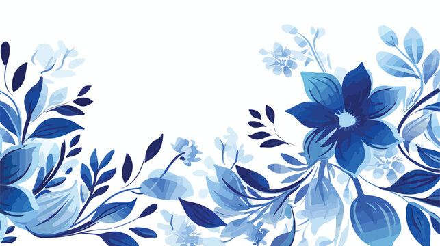 Blue Background with Floral Ornament Flat.