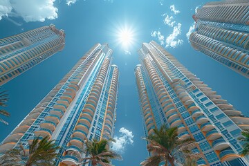 Low angle view of tall buildings professional photography