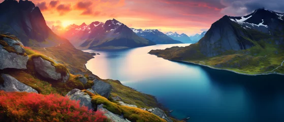 Foto op Plexiglas Beautiful landscape of Norway. .. © Black