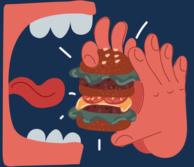 Cartoon vector illustration of fresh tasty burger