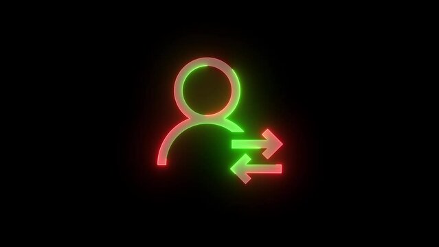 Neon switch user people icon green red color glowing animation black background