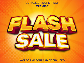 flash sale text effect, font editable, 3d text. vector template