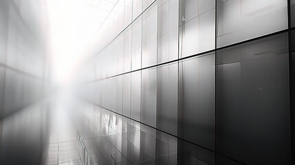Blurred abstract grey glass wall from building background.