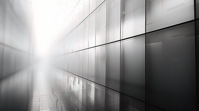 Blurred abstract grey glass wall from building background.