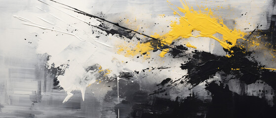 Closeup of abstract rough black gray yellow white art