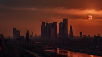 Fototapeta na wymiar moscow city skyline apoclipse