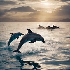 A view of Dolphins in the sea