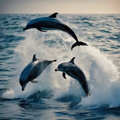 A view of Dolphins in the sea