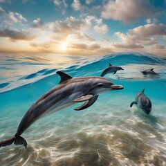 A view of Dolphins in the sea